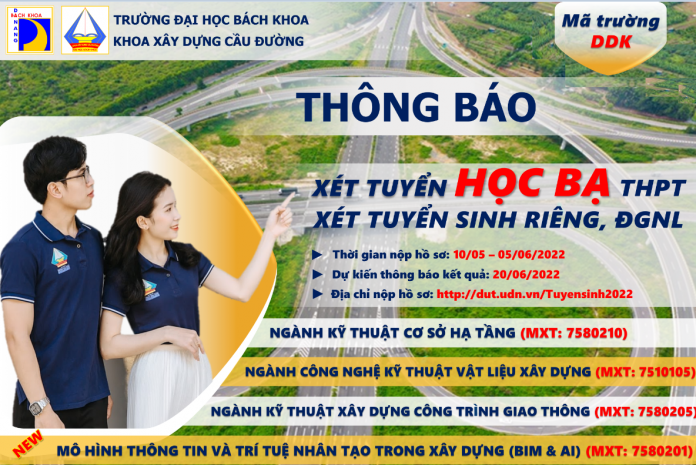 Thông báo và hướng dẫn xét tuyển đại học theo phương thức học bạ THPT (10/5/2022 đến 05/6/2022)