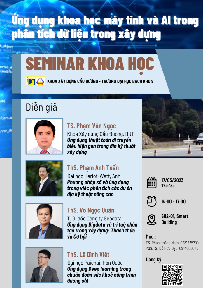 Seminar khoa học ứng dụng khoa học máy tính và AI trong phân tích dữ liệu trong xây dựng